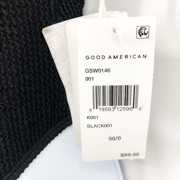 GOOD AMERICAN Always Fits One-Piece Swimsuit XXS XS Black Crinkle Rib Knit NWT - Picture 6 of 9